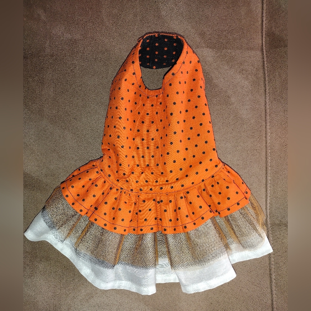 Doggie Dress - Orange, brown and black sz S